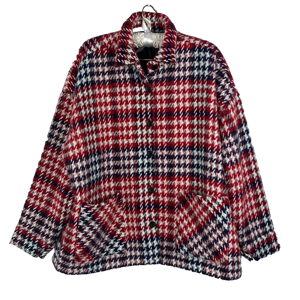 Oui Mais Non Jacket Women's Multicolor Houndstooth Wool Blend Outerwear